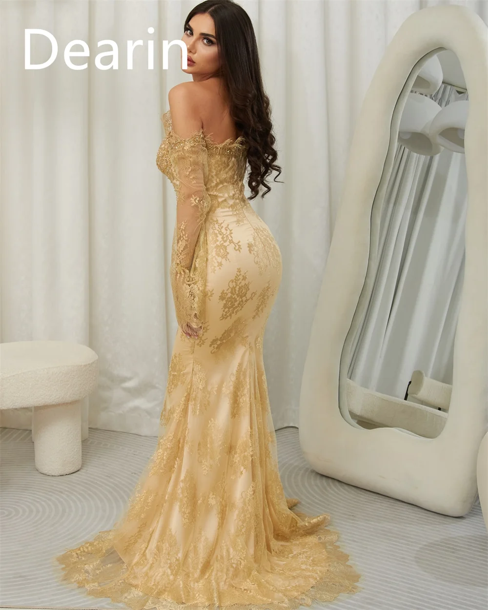 Customized Dearin Strapless Column Floor Length Skirts Tulle Bespoke Occasion Dresses