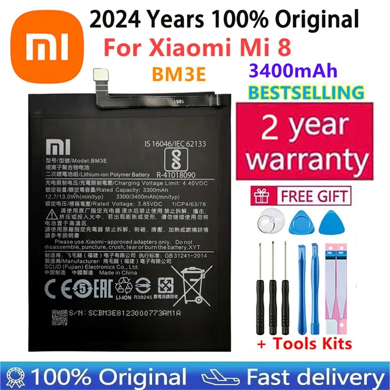 샤오미 Mi 9 ,Mi 9 Lite A3 CC9 CC9e , Mi 9 SE , Mi 8, 휴대폰 배터리용 정품 배터리, BM3E, BM3L, BM3M, BM4F, 2024 년 100%