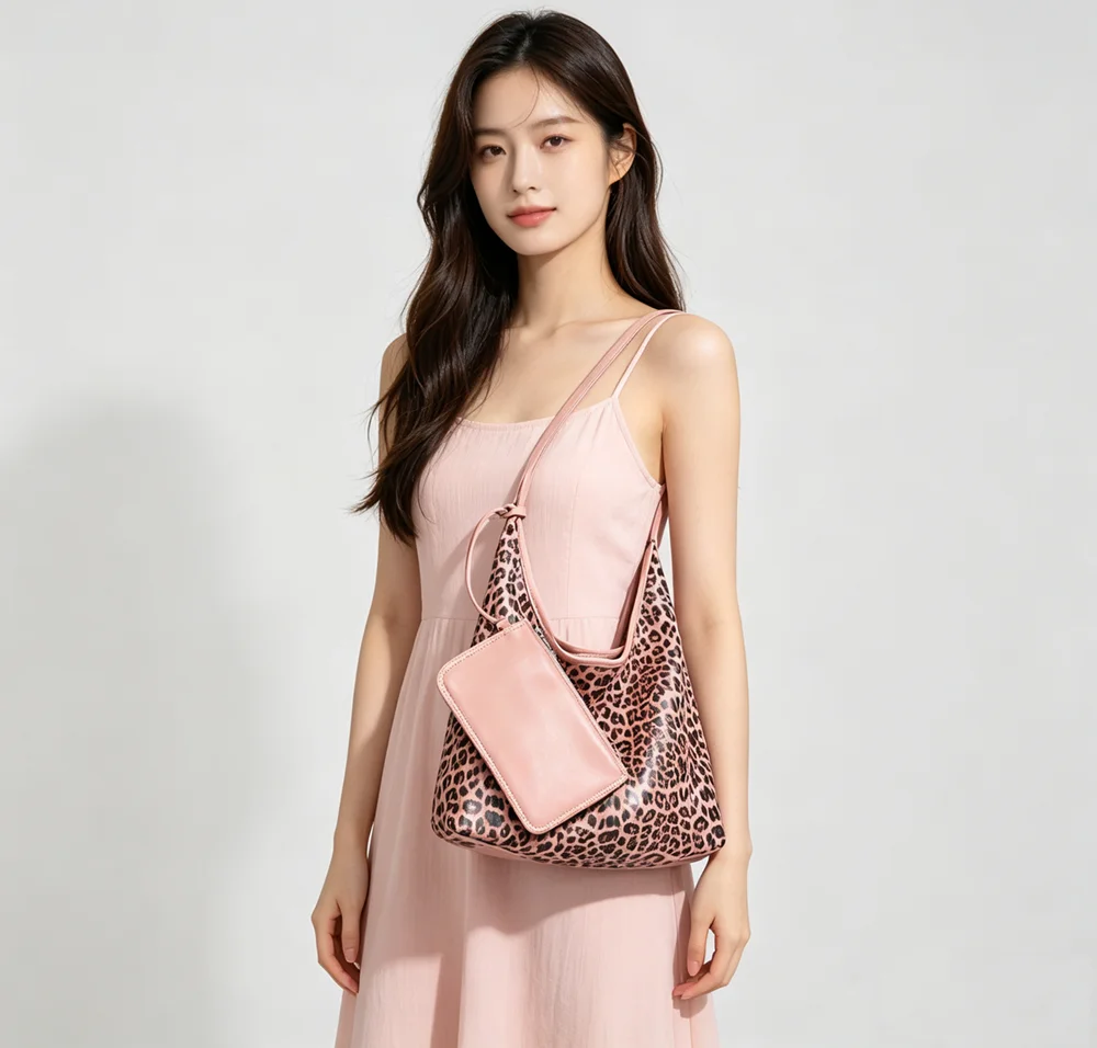 Leopard Print Underarm Bag for Women, Large Capacity Retro Hobo Bag, Soft Leather Shoulder Bag with Coin Purse, Versatile Commuter Casual Women's Bag, Spring and Summer Fashion Trend Women's Bag