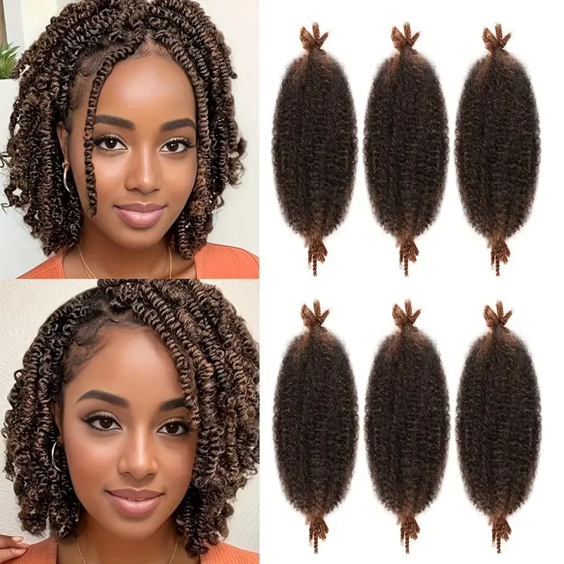 Synthetic 6pcs Soft Afro Twist Hair Extensions for Women - Kinky Marley Braiding Hair, 8 Strands Each for Locs & Passion Twists