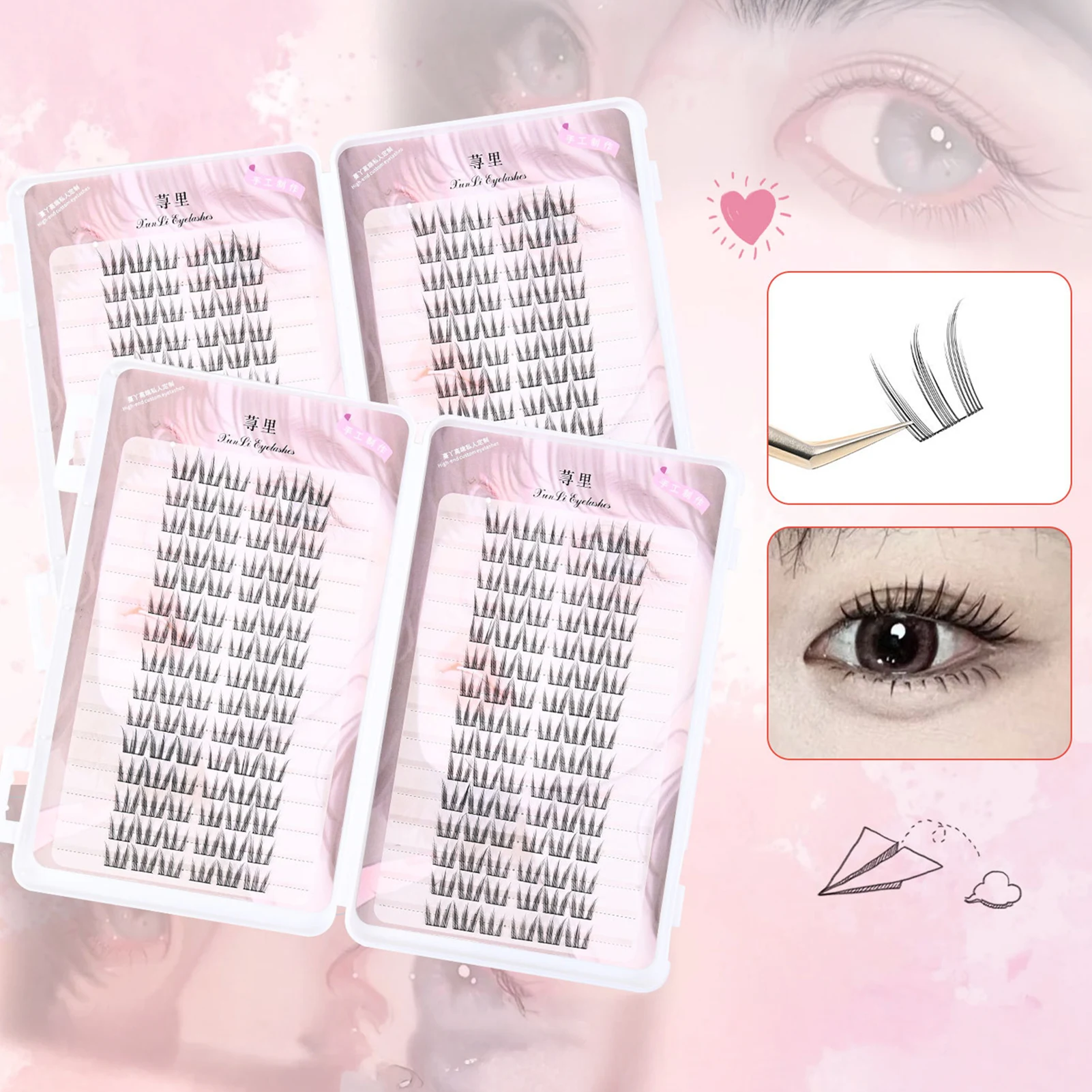 30 Reihen 3D Wispy Fluffy Fake Wimpern Cluster Diy Lash Extension Beauty Natural Look Augen-Make-up Super High Capacity Wimpernbuch – Detail 4