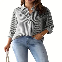 Striped Plaid Shirt For Spring And Autumn New Women's Top Simple And Elegant To Wear Soft And Casual Loose Shirt Comfortable