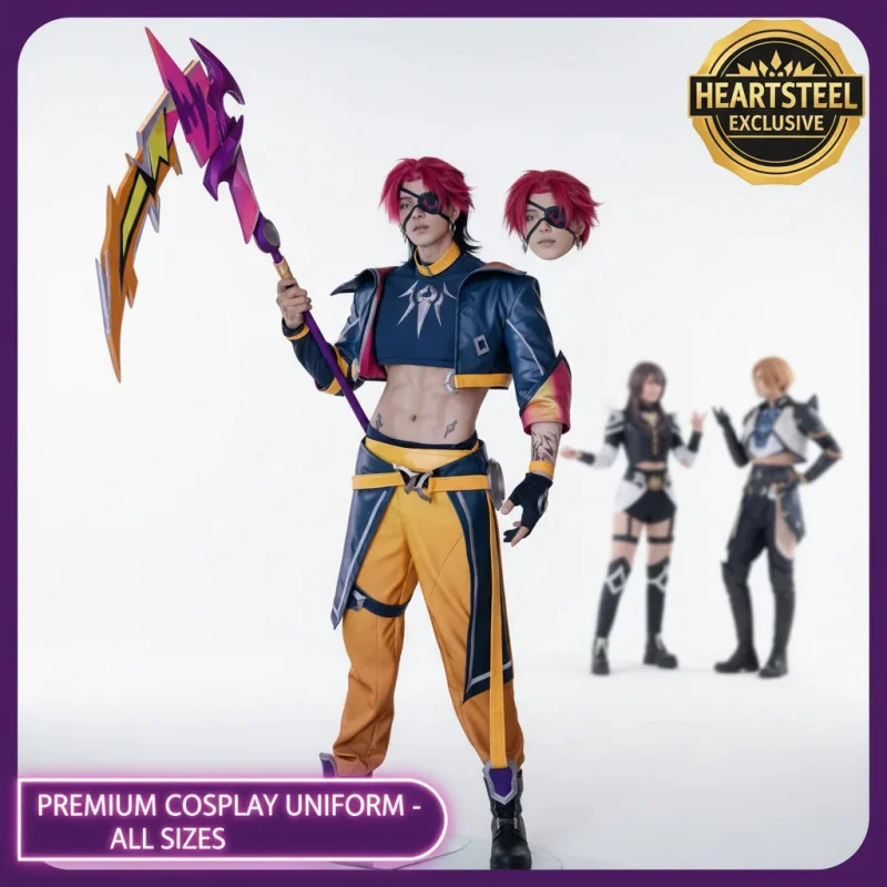 ▓2026LOL Heartsteel Kayn Cosplay Costume Eyepatch Wig Custom Uniform Men Women Halloween Party Outfits▓#！1 - view 2