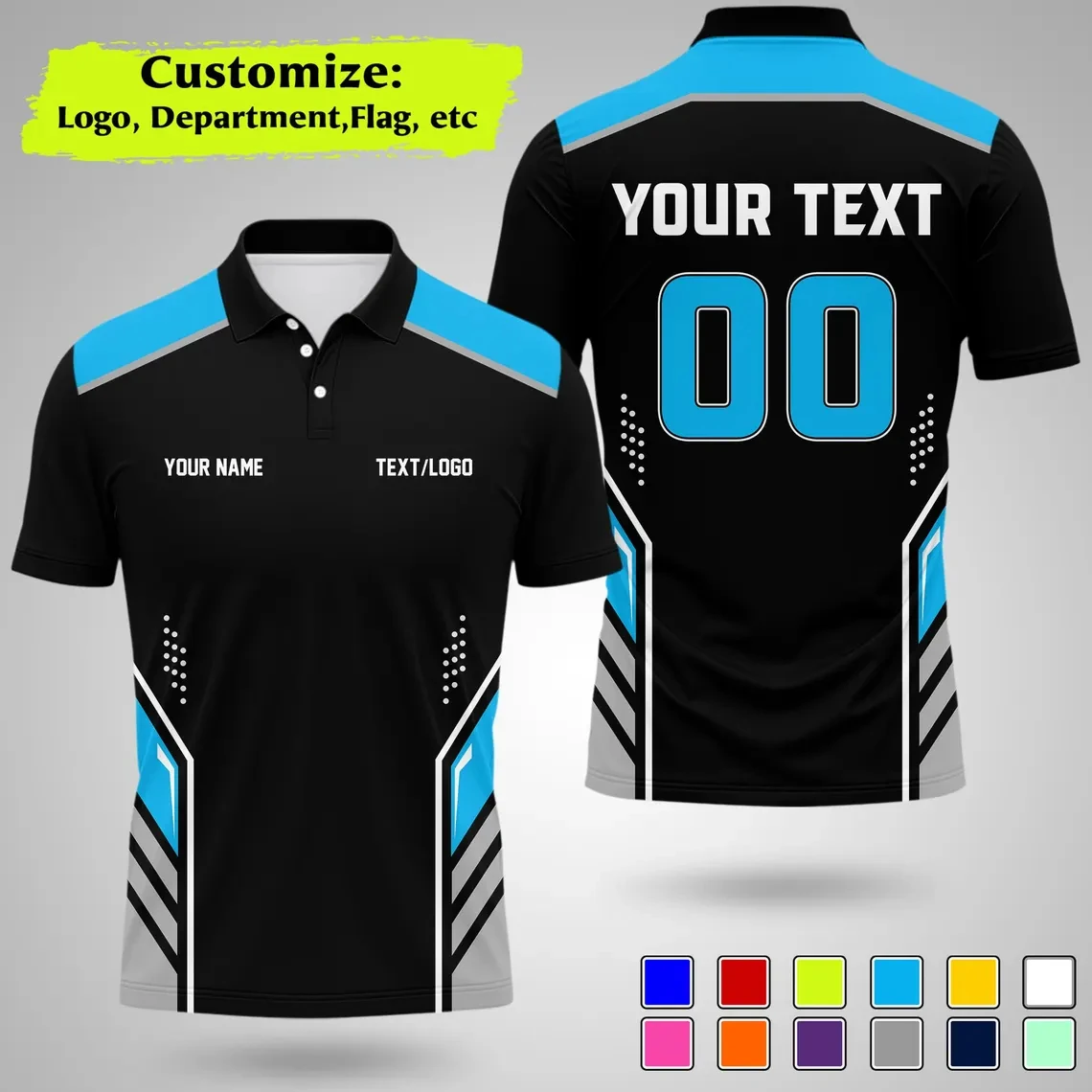 New Personalized Team Polo Shirt Custom Diy Name Logo Number Printed Quick Dry Short Sleeve Black Polo Shirts For Men Clothing