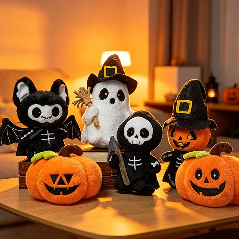 16 - 28 cm Halloween decorative stuffed toy - Anime cartoon pumpkin, purple spider, ghost doll - Creative party decoration