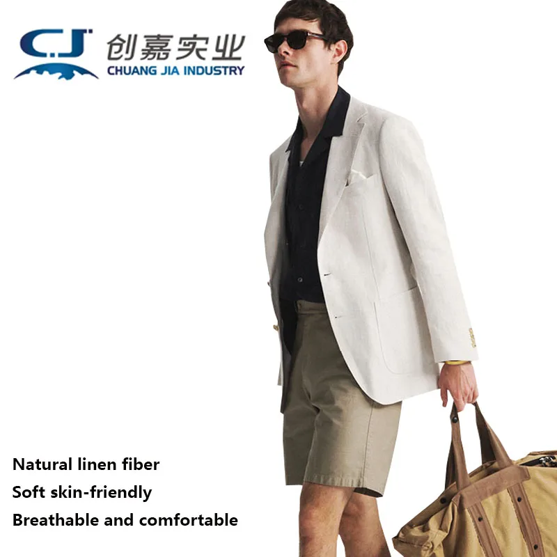 

Высококачественный мужской костюм из натурального льна — легкий, удобный, подходит для повседневной деловой одежды. Дышащий, впитывающий пот