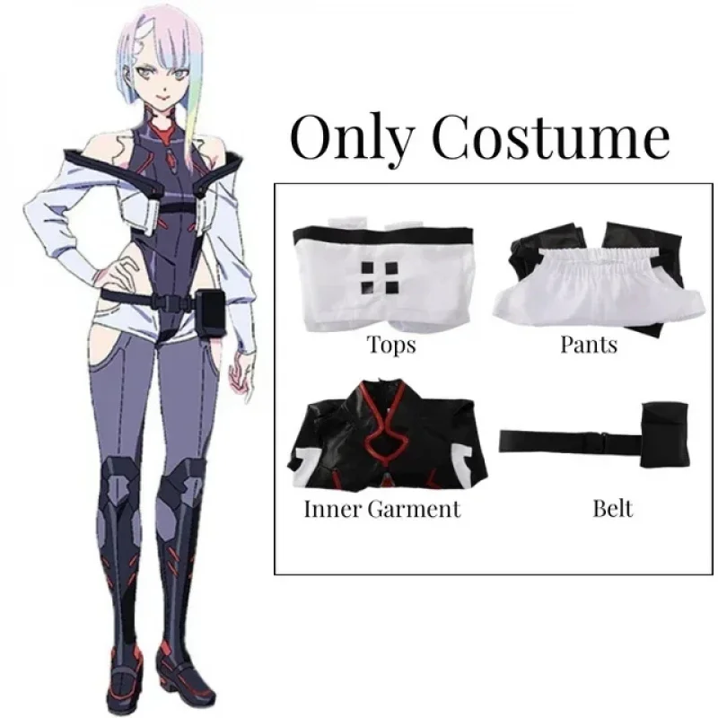 

ADFF15Game Costume Cosplay Anime Edgerunners Sexy Women Bodysuit Jumpsuit Lucy Wig Role Play Uniform Halloween Clothes【【【
