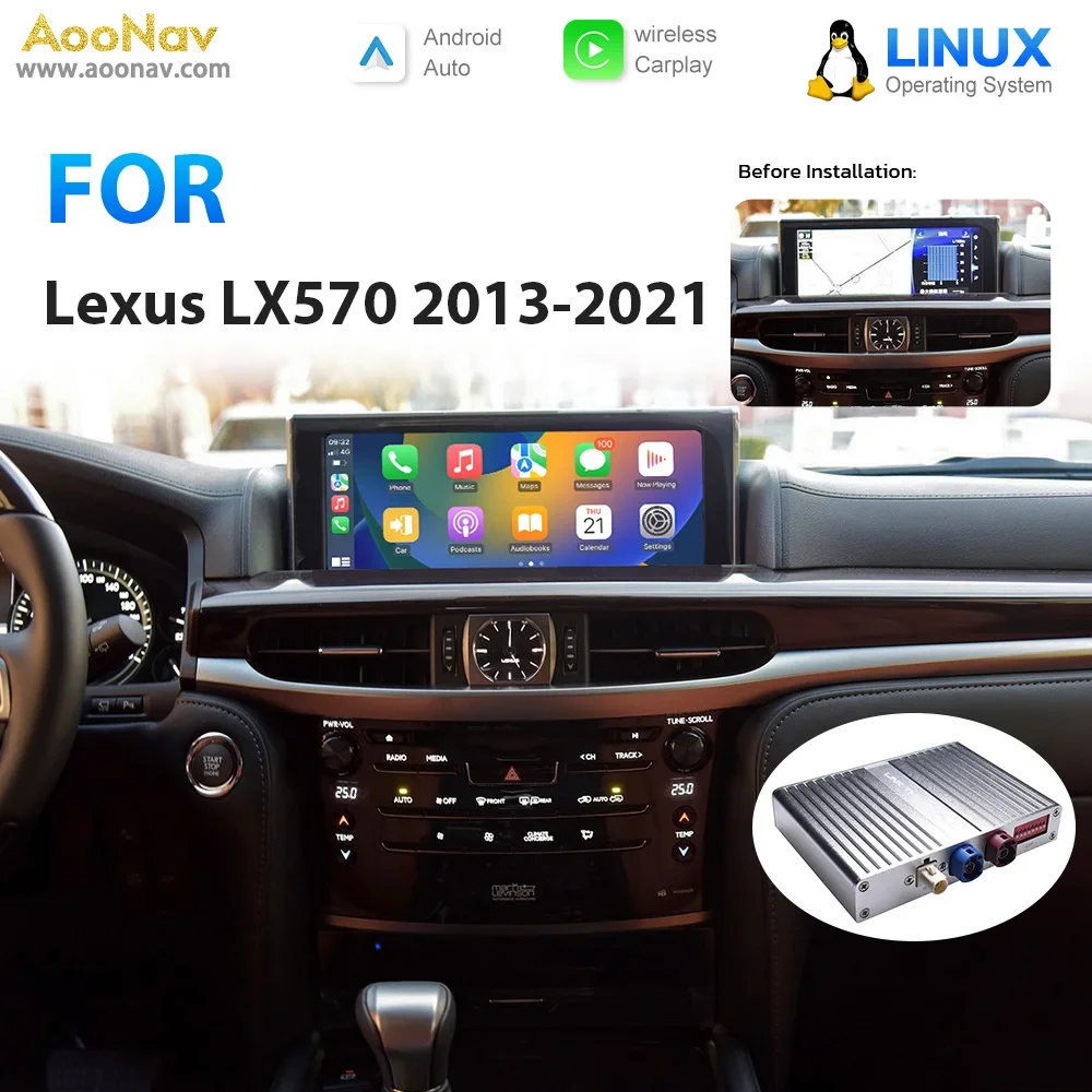 

Wireless Apple CarPlay For Lexus LX570 2013-2021 Linux System Mirror Box Android Auto Stereo OEM Screen Upgrade Car Adapter