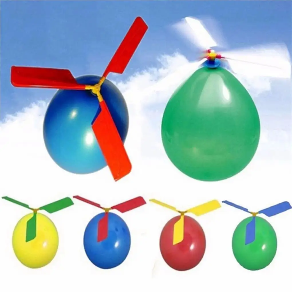 10 Pieces Balloon Helicopter Holiday Wedding Party Home Dining Bar Outdoor Playing Toy for Boy Girls Color Random