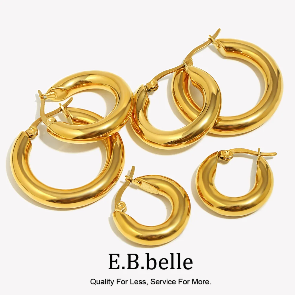 E.B.Belle 30Mm Solid Stainless Steel 18K Gold Plated Round …