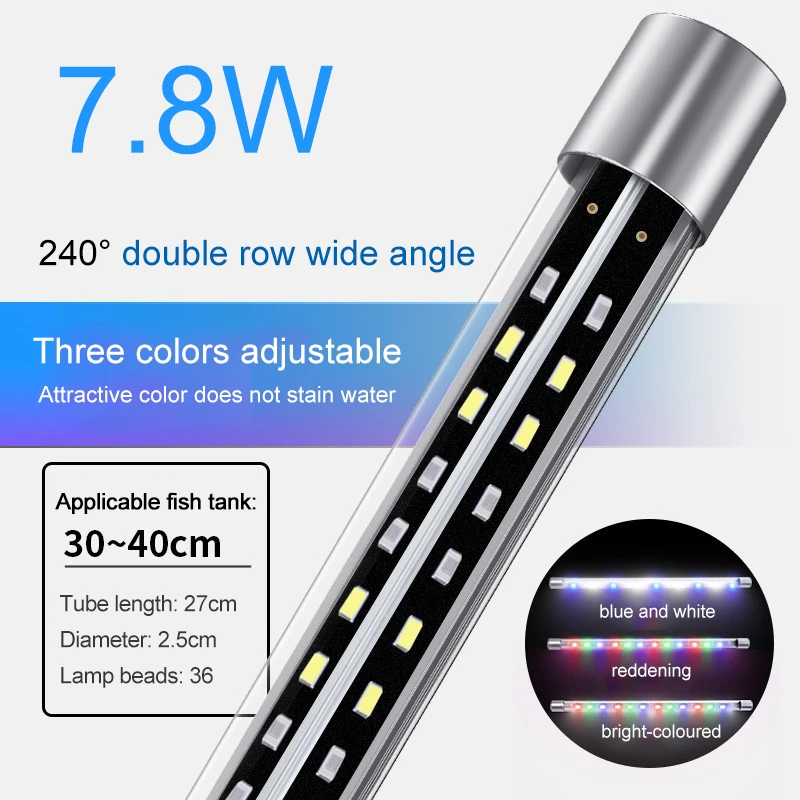 Aquarium Licht LED Groothoek Waterdichte Aquarium Lamp Dompelpompen Hoge Helderheid RGB Aquarium Decor Licht Plant Groeien 27-57cm