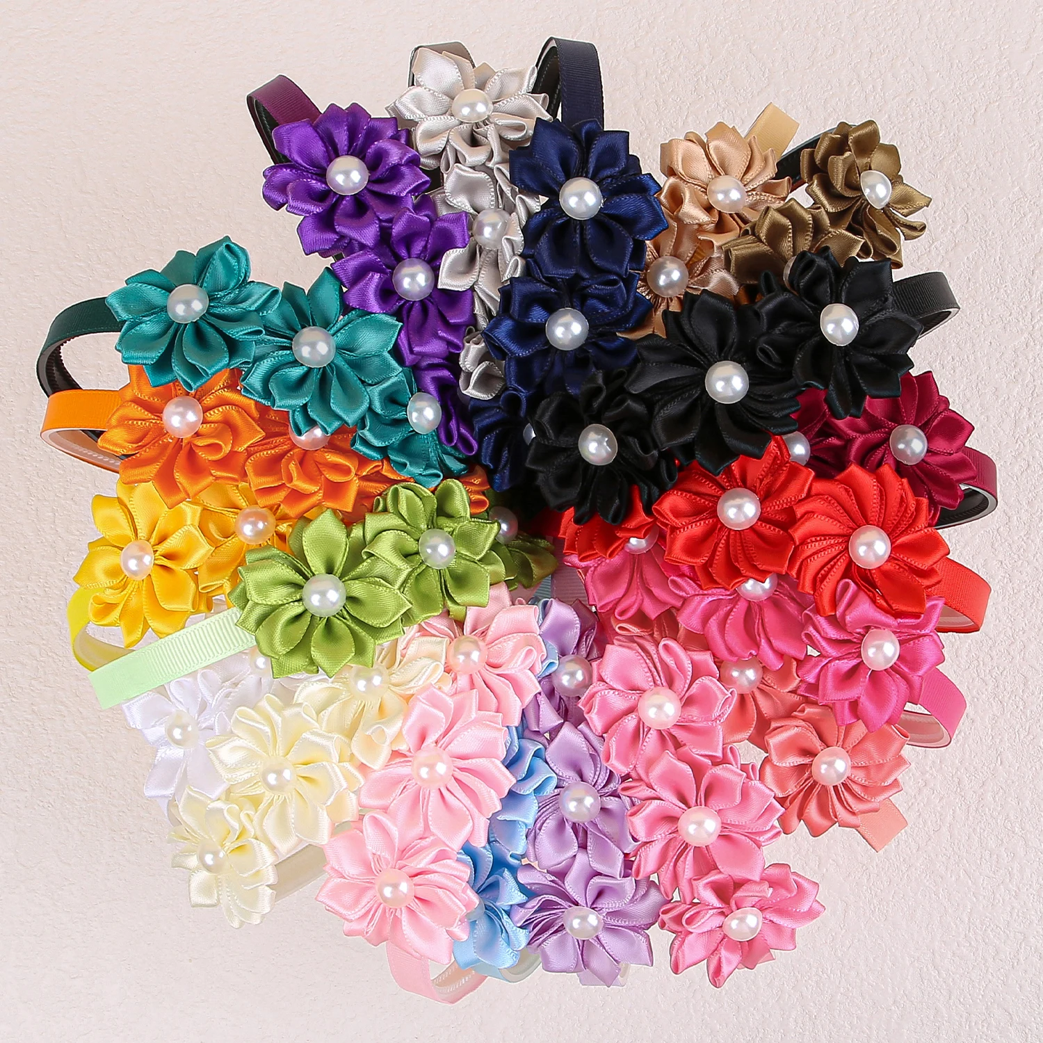 5pcs Pearl Flower Headbands for Girls Plastic Teeth Hairbands Floral Headband Children Girls Fashion Party Hair Aceessories