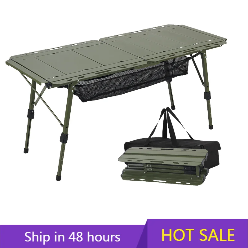 

YTYIN Adjustable Height Outdoor Foldable BBQ Grill Table Modern Design Black Aluminum Portable Collapsible Camping Grill Table