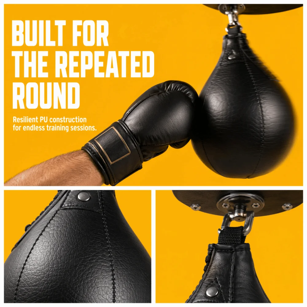 2pcs Durable PU Leather Boxing Speed Bag Pear Shaped Hanging Reaction Ball Stitched Shockproof Punching Trainer Boxing Training