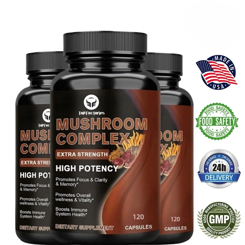 

10 Mushrooms Blend Supplement - Lions Mane, Cordyceps,turkey Tail -natural Stress & Mood Support Brain, Memory & , Immune