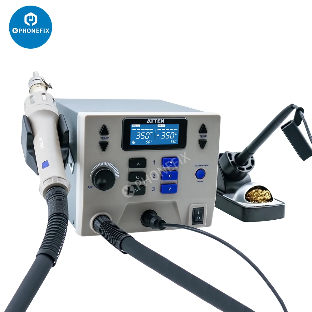 ATTEN ST-8602D Soldering Station 1300W 2 In 1 Digital Hot Air Gun 90W Electric Solder Iron PCB Chip Repair Desoldering Rework