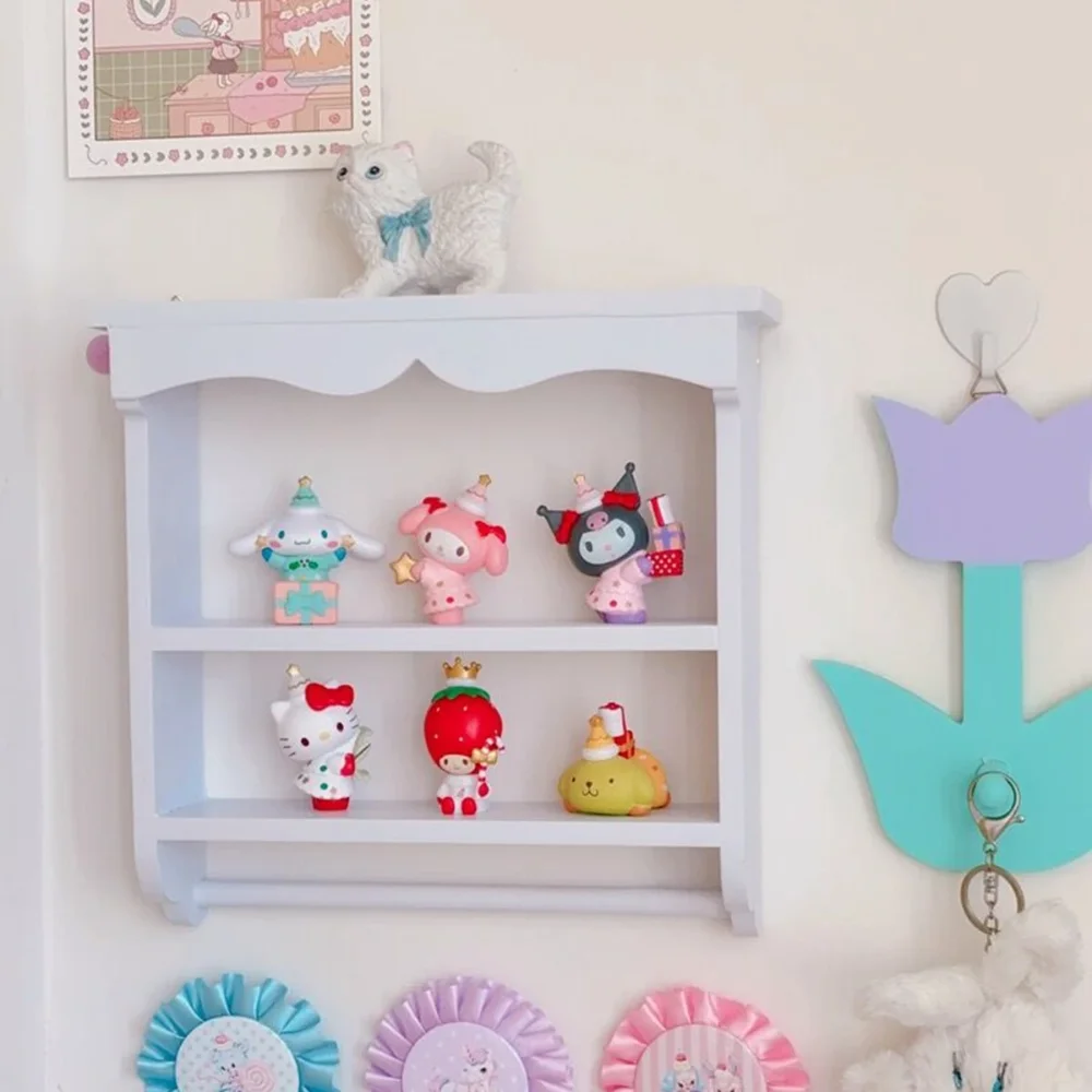 Japanese Kawaii Pink Bedroom Shelves Wall-mounted Cosmetic Wooden Storage Rack Girly Heart - Image 4
