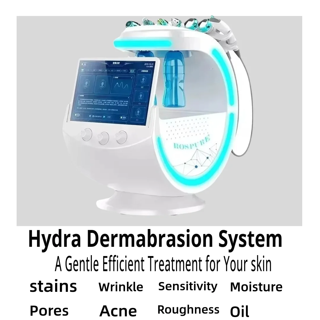 Smart Ice Blue Facial Skin Analysis Machine 7-in-1 Ultrasonic Rejuvenation Water Microdermabrasion Facial Machine