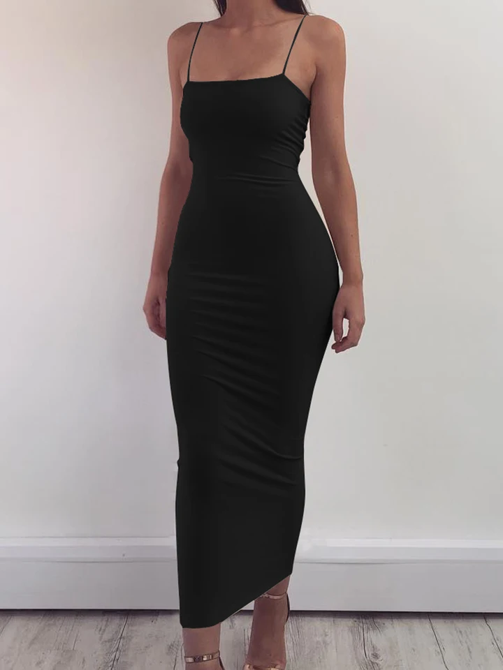 Vestido largo sin mangas para mujer, espalda descubierta, elástico, para primavera y verano 2025, sexy para fiesta 4