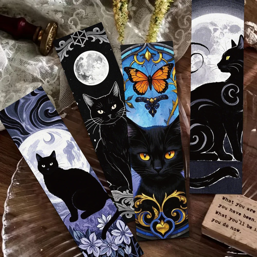 30pcs Cartoon Gothic Cat Bookmarks Reading Pages Books Annotated Students Stationary Supplies DIY Fantastic Aesthetic Bookmarks