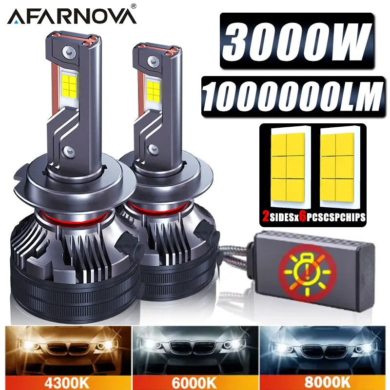 yZ[z3000W LEDwbhCg H7 H4 H11 LEDwbhCgou 1000000LM 3LEDCg ԗp H1 H8 H9 9005 9006 12V