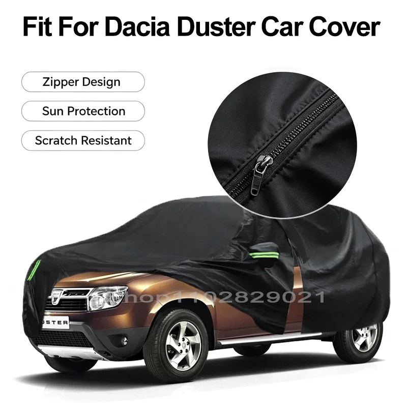 Zipper Door Waterproof Car Cover For Dacia Duster Windproof Dustproof UV Protection All Weather Auto Protector