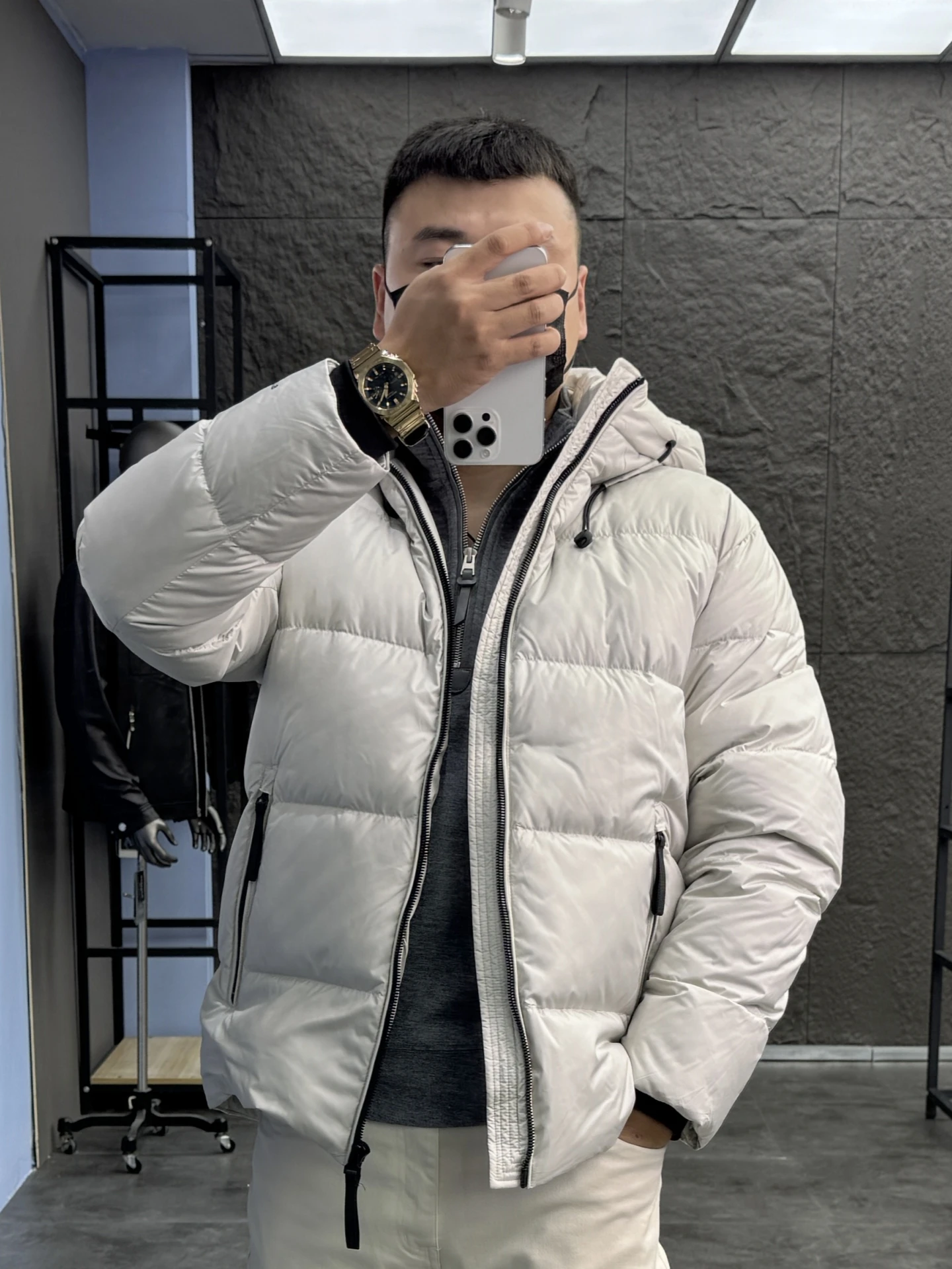 

Pampa& Men's down Jaet Luxury Goose down Thiened Hooded Warm Casual Winter Coat Anti-static Windproof Temperature Regu...