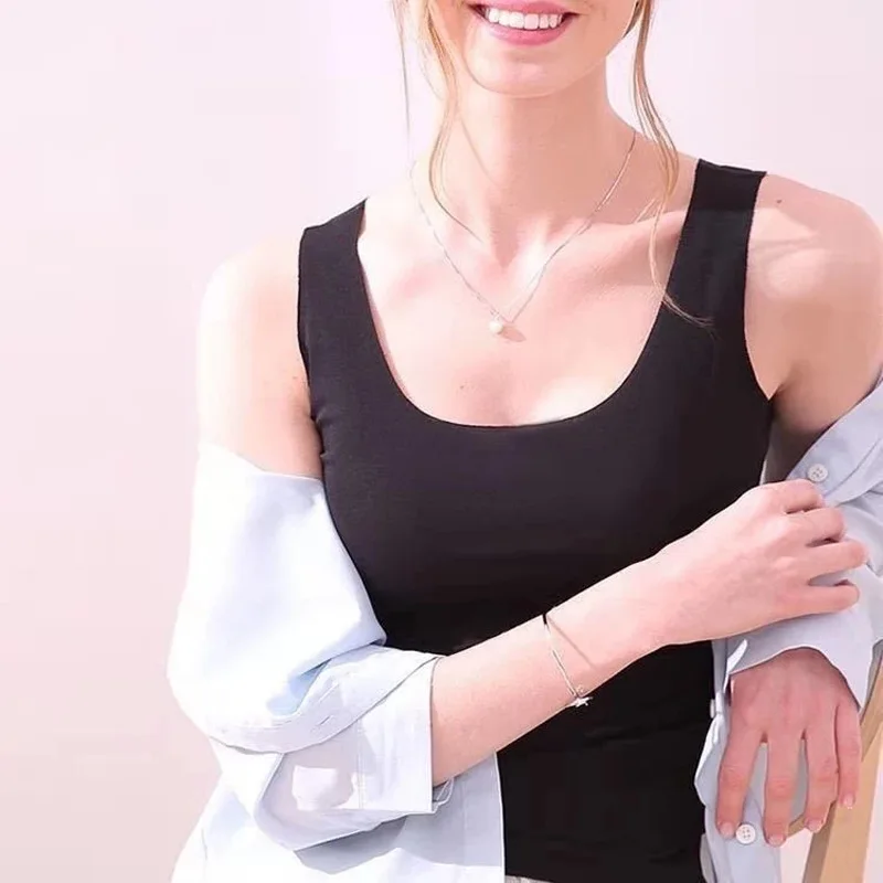 女性の夏の下着痕跡タンクキャミソールベストカジュアルノースリーブレディースストリートタンクトップス Tシャツ甘いセクシーなベスト女性 Tシャツ