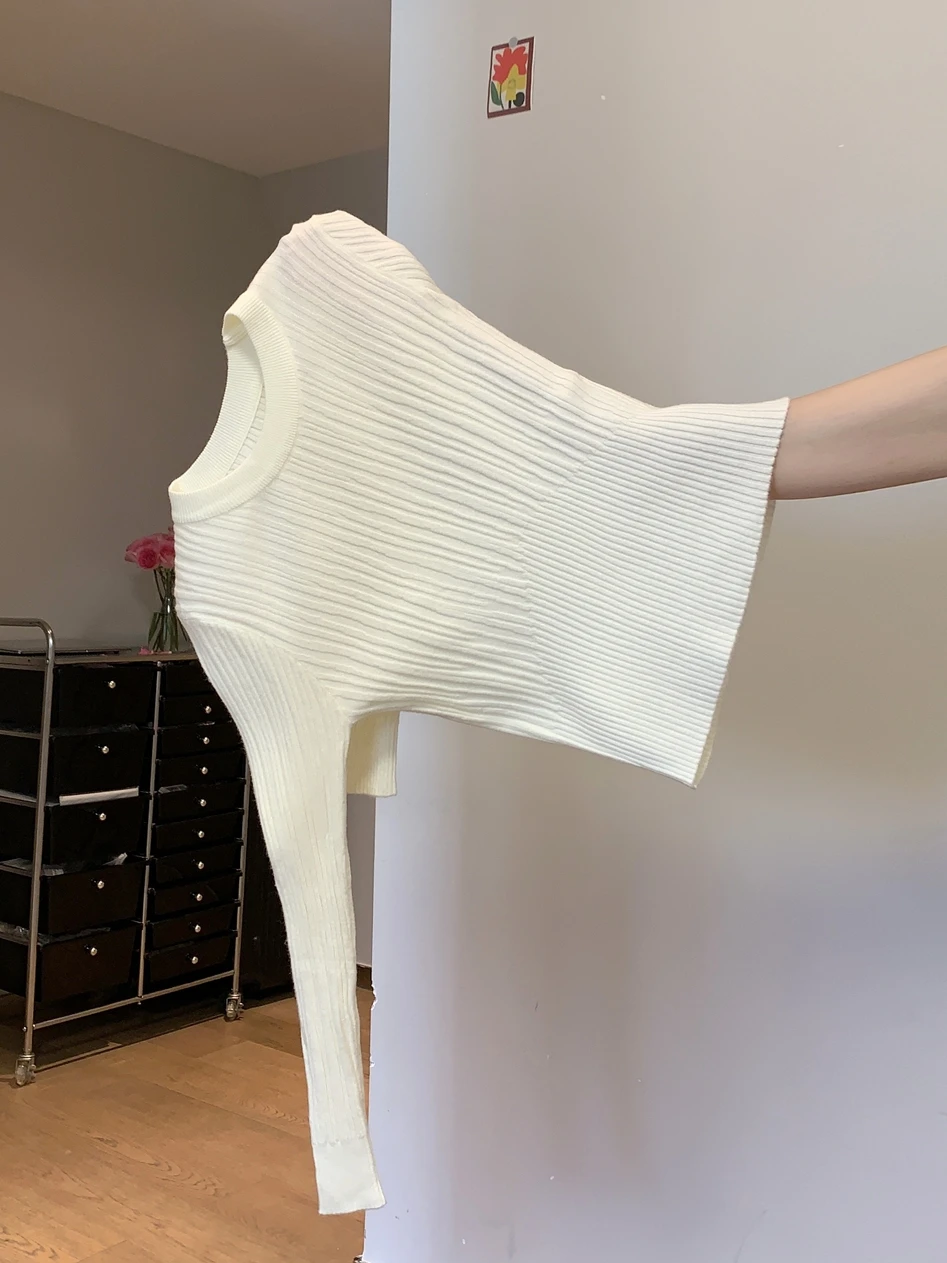 

Slim Fit Knitwear Women's round Ne Long Sve Waist-Cinched oulder-Length T-irt Sle Commute Faion Spring Autumn Wi...