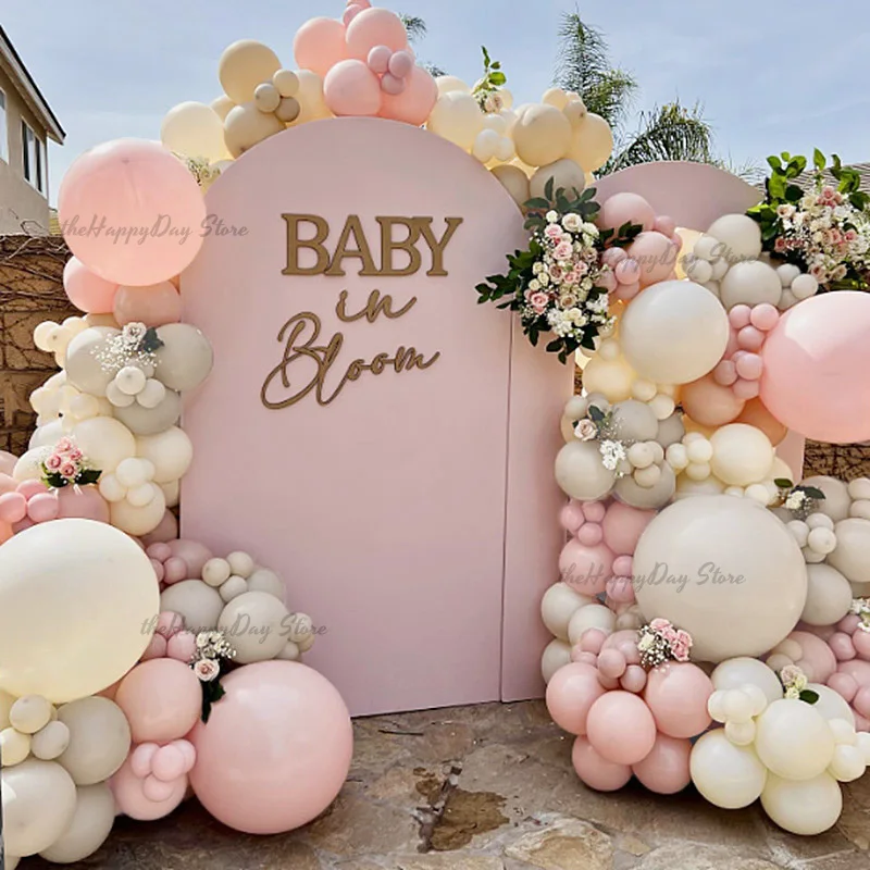 1 ensemble Boho rose poussiéreux ballon arc guirlande Kit neutre rose blanc sable ivoire ballons pour filles bébé douche anniversaire mariage déco