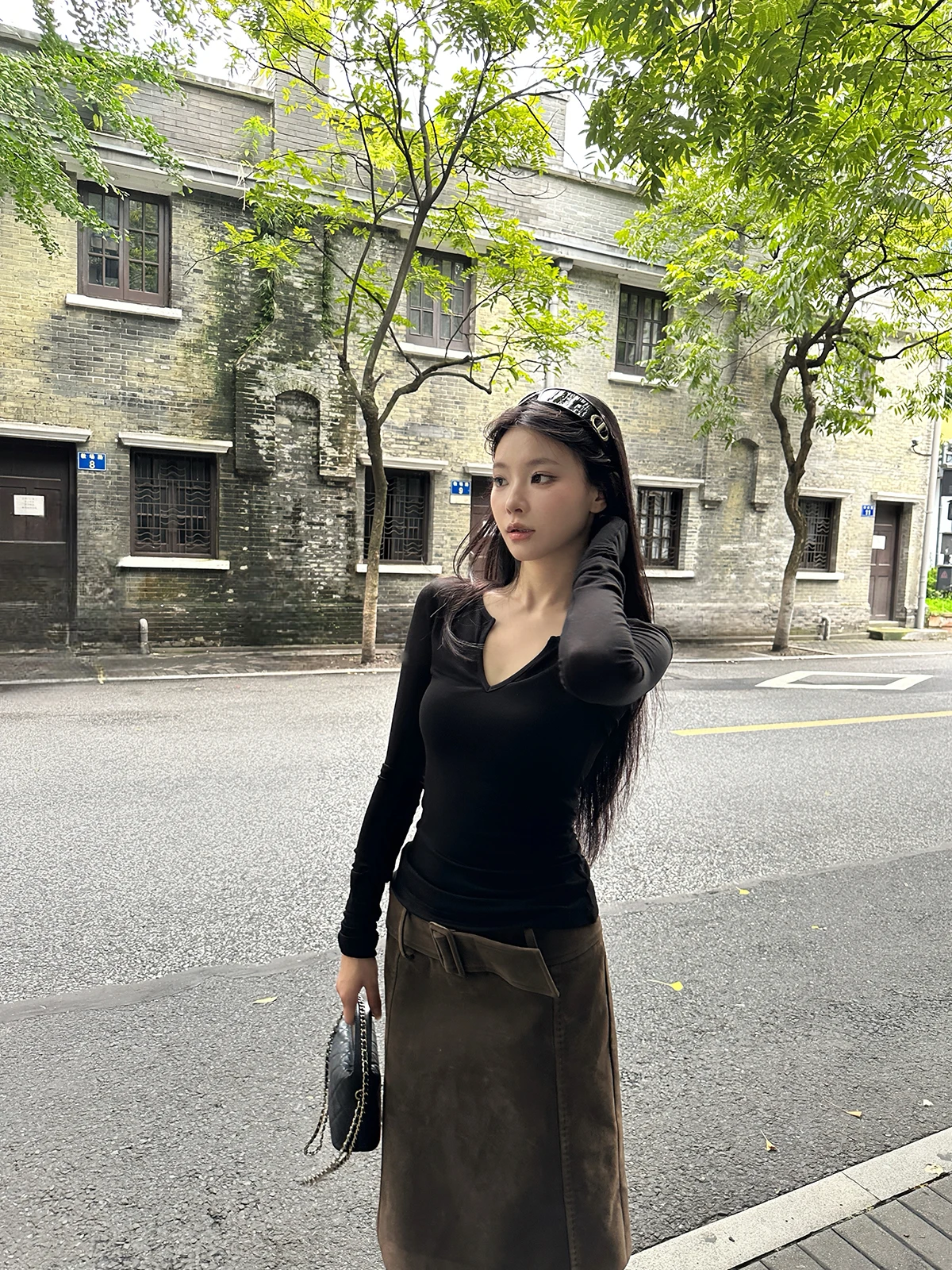 

Femedu Silk Long Sve V-Ne Slim Fit Base Layer Top Casual Sle Universal Fit Youthful Pattern Ciwalk Commute Home Dail...