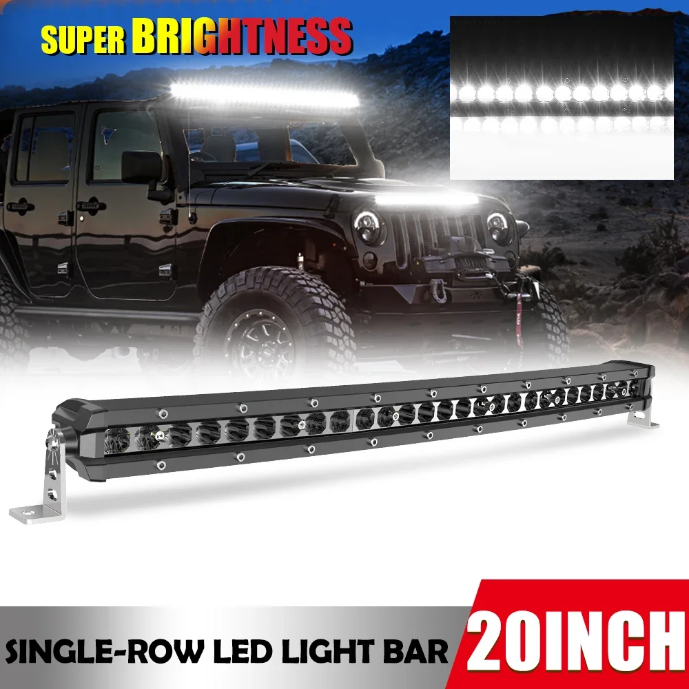 

HAOLIDE 20INCH 44INCH 6D Curved and Straight Single Row Ultra Slim 6500K Super Bright LED Light Bar Spot Flood Combo Beam forcar