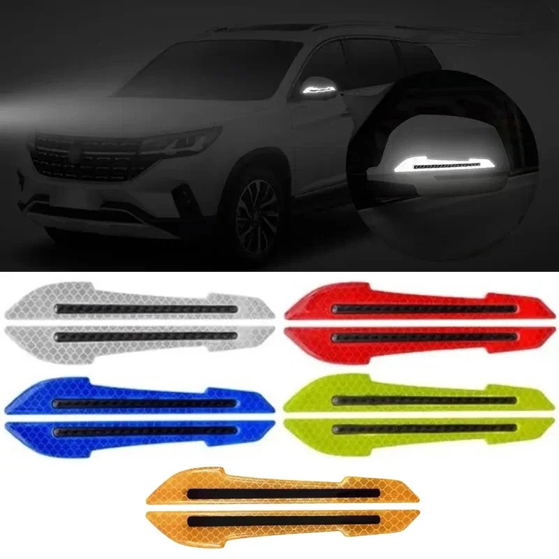 2PCS Door Bumper Strip Reflective Car Mirrors Anti scratch Protection Stickers Car Artifacts High grade Glow in the dark