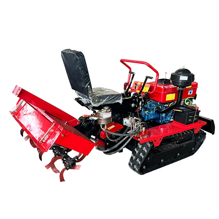 Leme rotativo para operação de terras agrícolas Mini trator de esteira movido a diesel Leme pequeno