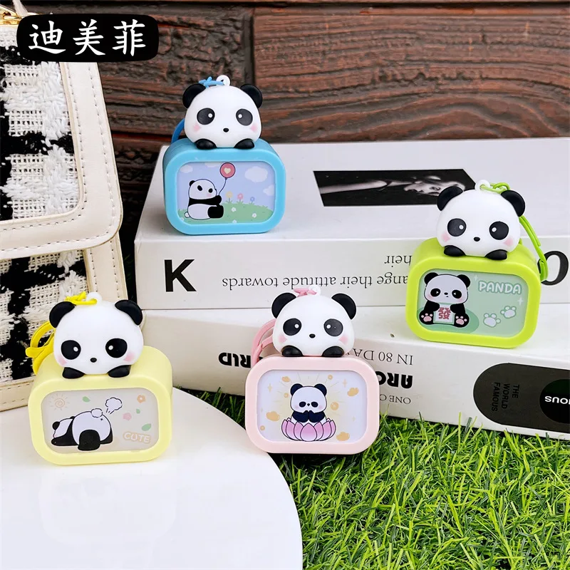 Creative cartoon luminous Panda small night lamp keychain pendant car key chain small gift