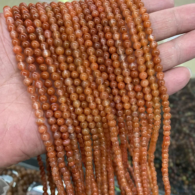 Natural Sichuan Nanhong Agate Ice Floating Round Bead Long Chain Vintage Matching Necklace Multi circle Loose Beads Bracelet Jew