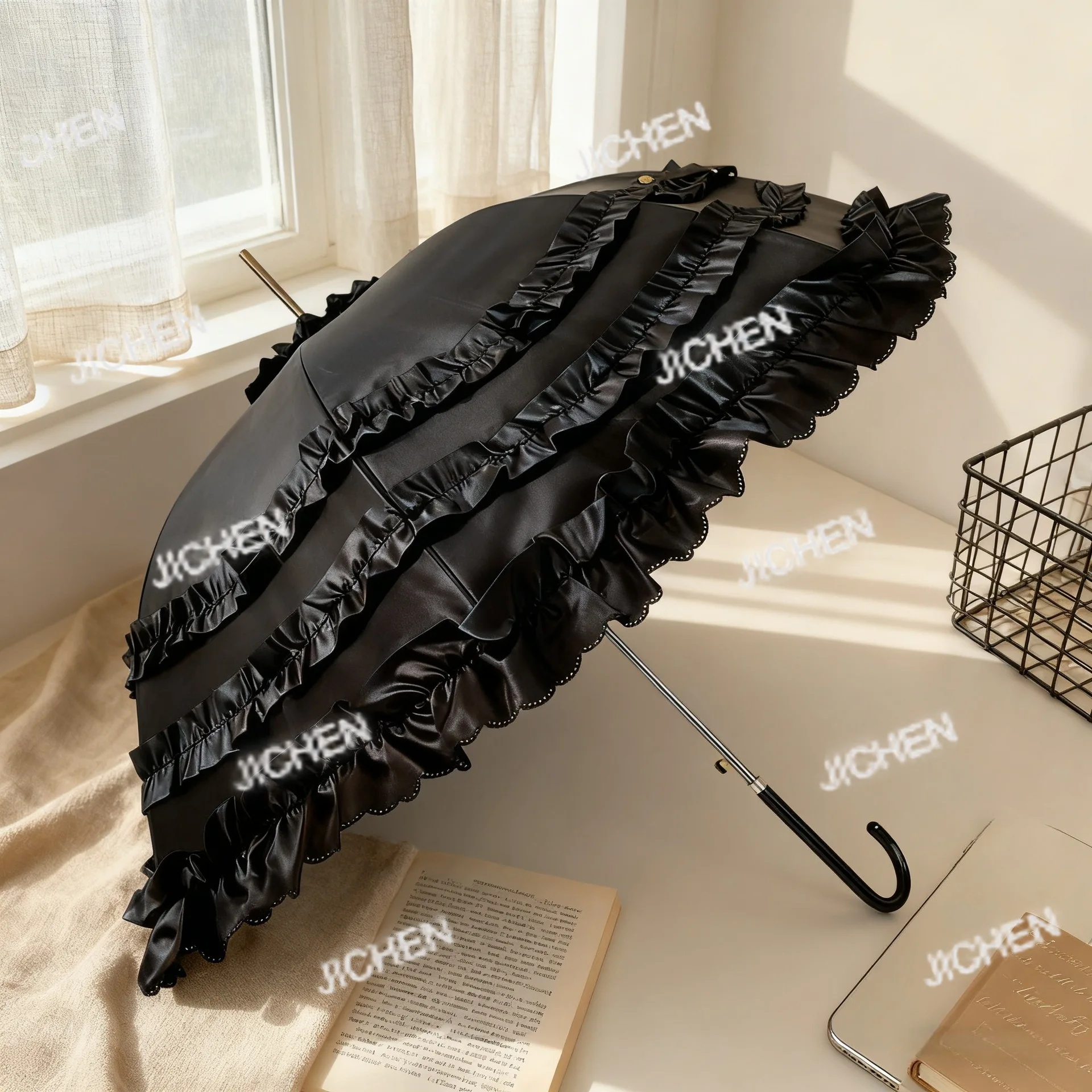 

Кружевной зонт принцессы, кружевной прямой затенеющий зонтик в виде птичьей клетки, солнечный и дождливый зонт с длинной ручкой