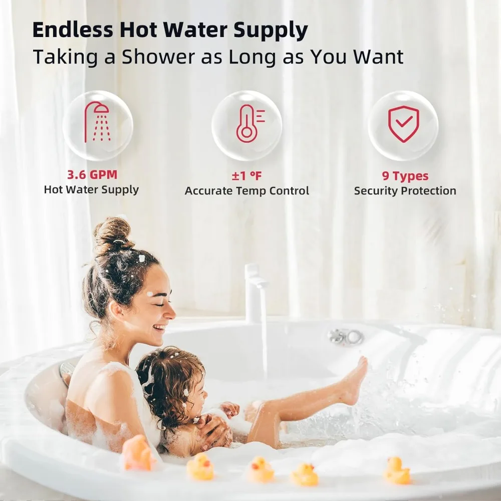 Propane Gas Tankless Water Heater, Up to 3.6 GPM 80,000 BTU Indoor Installation Instant Hot Water Heater