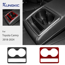 Real Soft Carbon Fiber For Toyota Camry 2018 2019 2020 2021 2022 2023 2024 LHD RHD Car Cup Holder Panel Interior Accessories