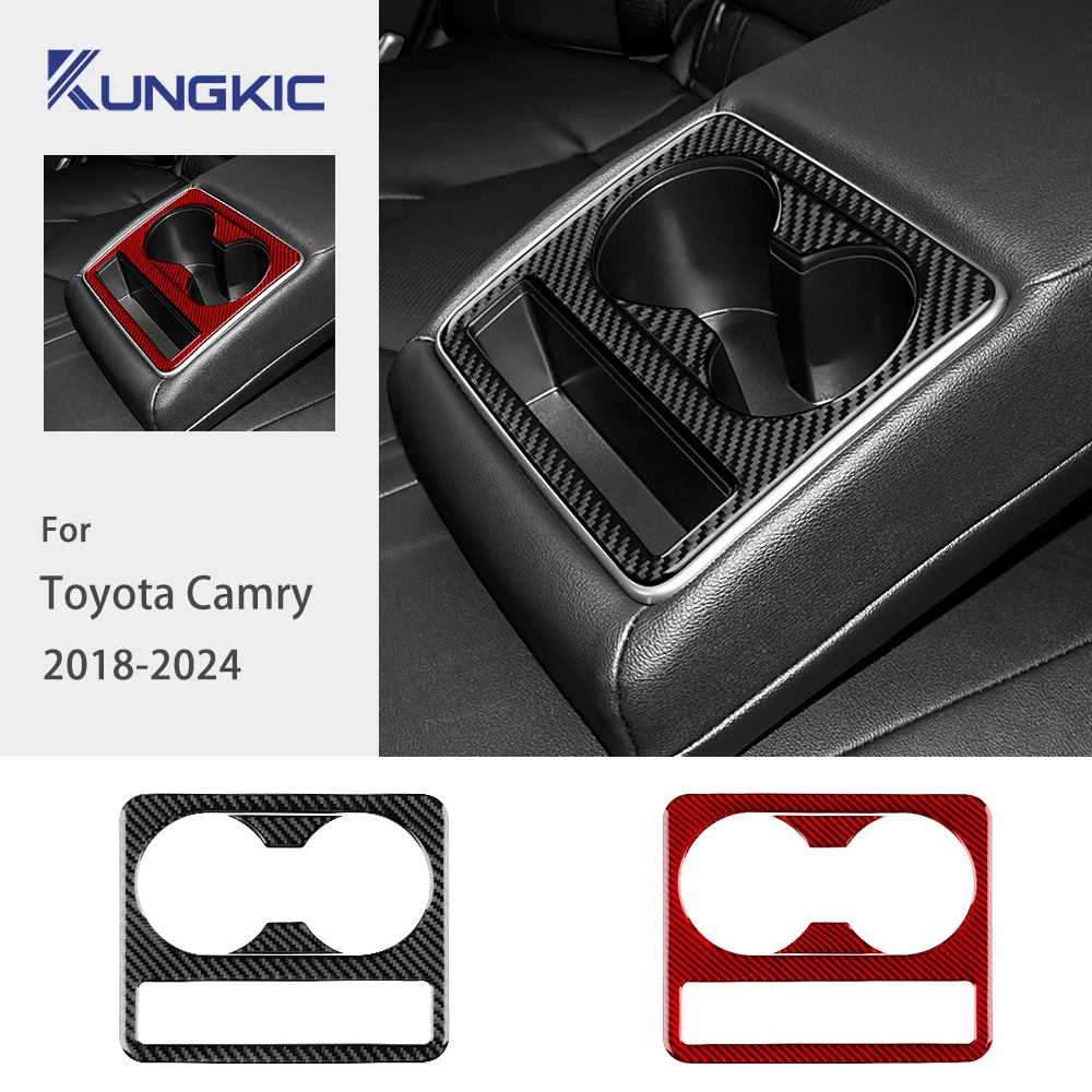 Real Soft Carbon Fiber For Toyota Camry 2018 2019 2020 2021 2022 2023 2024 LHD RHD Car Cup Holder Panel Interior Accessories