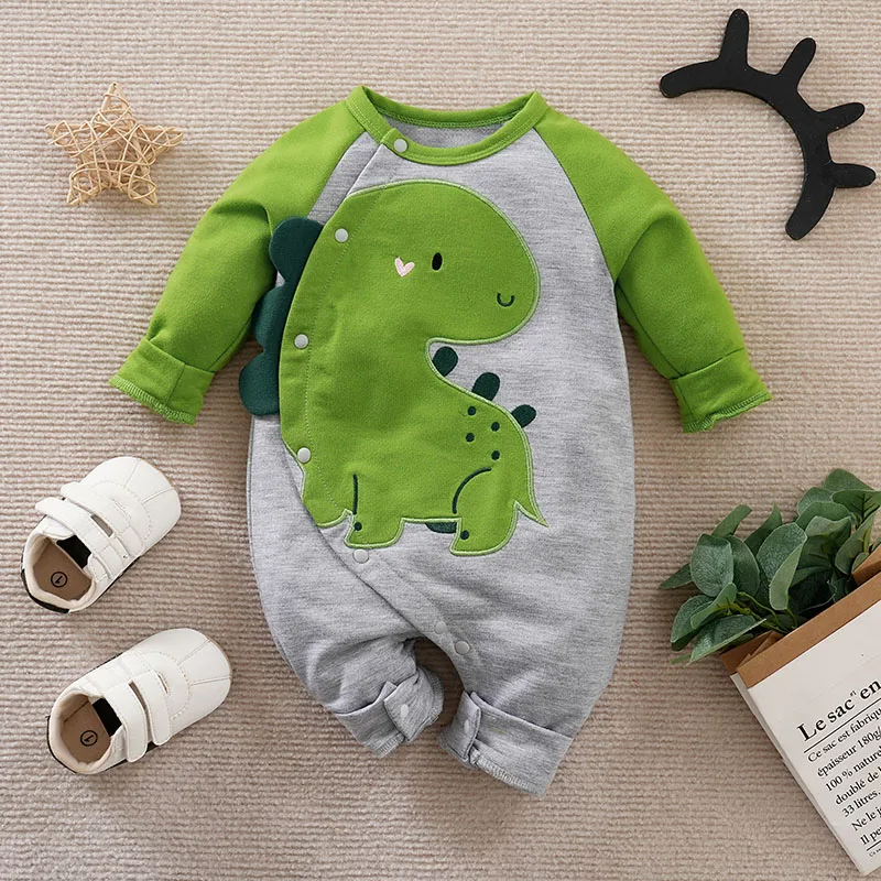 Spring and Autumn New Long sleeved Baby Boys and Girls Blue Cute Little Bear Baseball Suit Pure Cotton jumpsuit