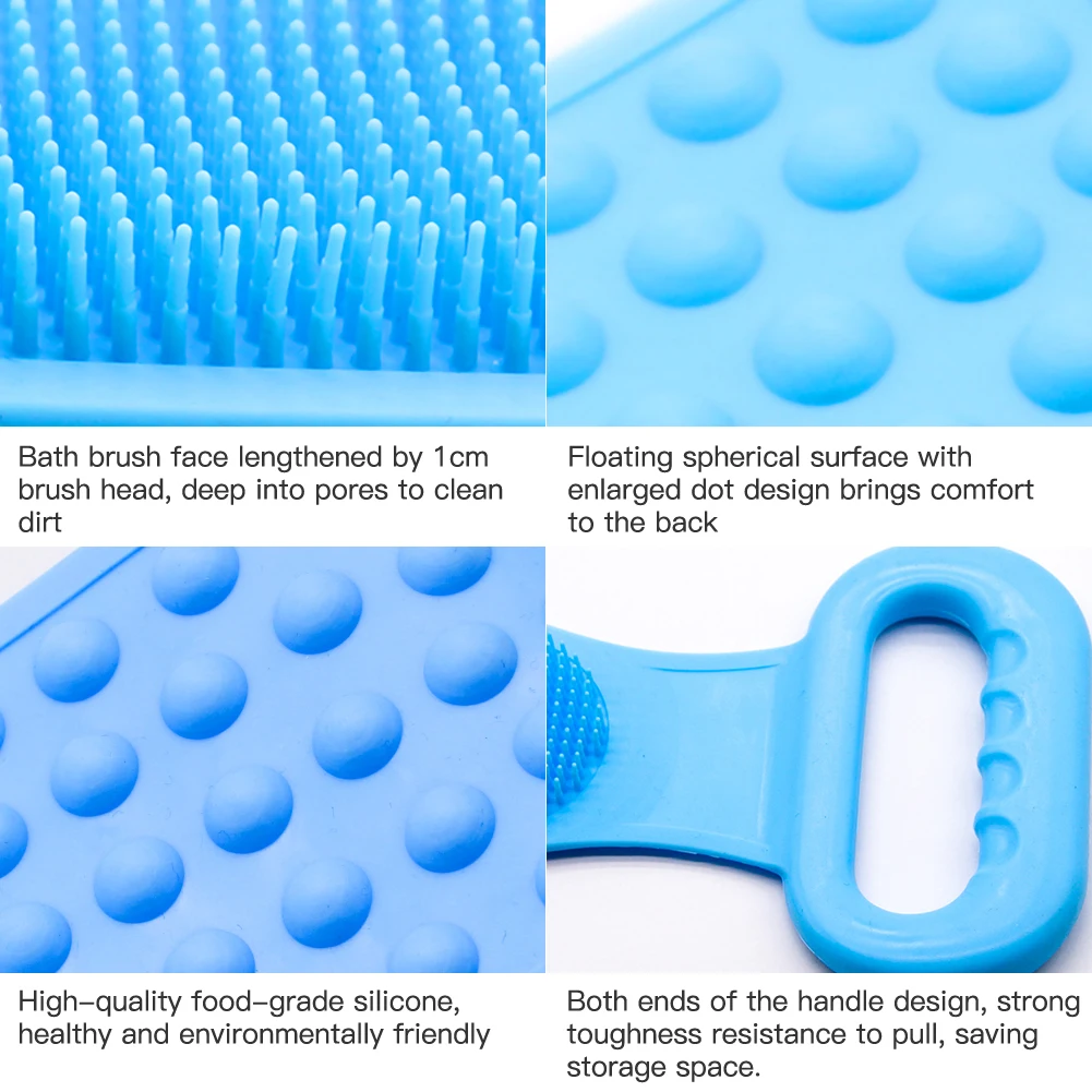 Silicone Back Scrubber Soft Loofah Bath Towel Bath Belt Body Exfoliating Massage For Shower Body Cleaning Bathroom Shower Strap