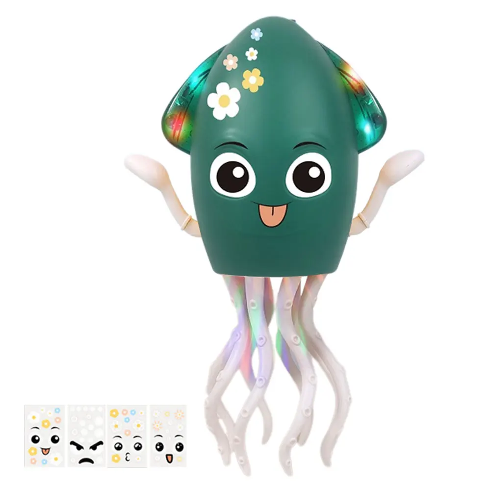 Cartoon Electronic Octopus Toy with Music & Light Education Toddler Octopus Toy Smart Obstacle Avoidance for Office Desk Decor