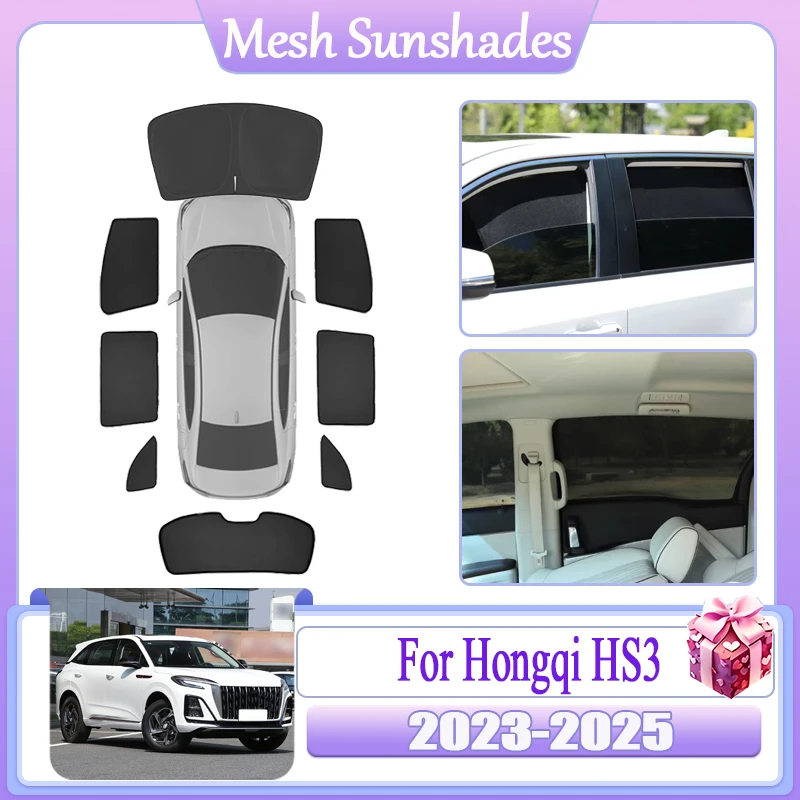 

Car Window Visors For Hongqi HS3 Accessories 2023 2024 2025 Mesh Sunshade Shield Heat Insulation UV Blocking Privacy Accessories