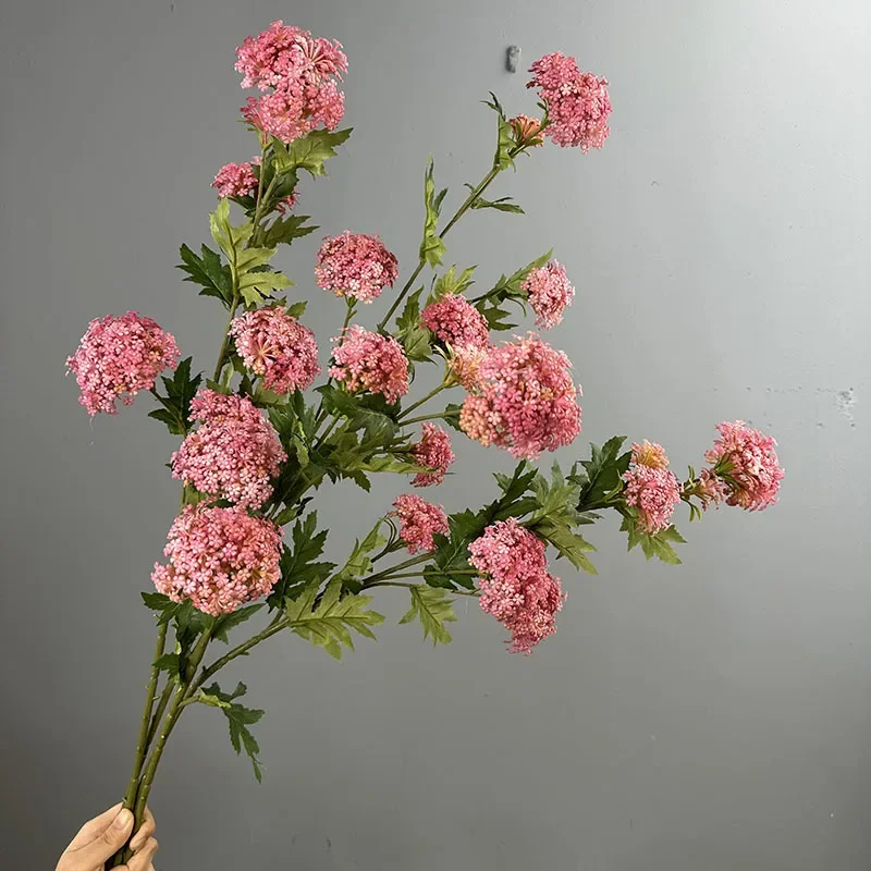 4/5 Stück Simulationsblumen Weiße Schneekugel Kunstblumen aus Plastik Künstlicher 6-köpfiger Holzhortensienzweig Tischdekoration – Detail 8