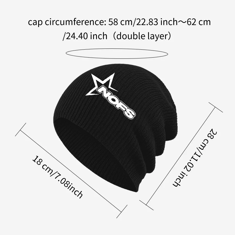 Modern Eye-Catching Knit Beanie, NOFS Star Letter Graphic Print, For Daily Casual Look, Holiday Trip & City Outing