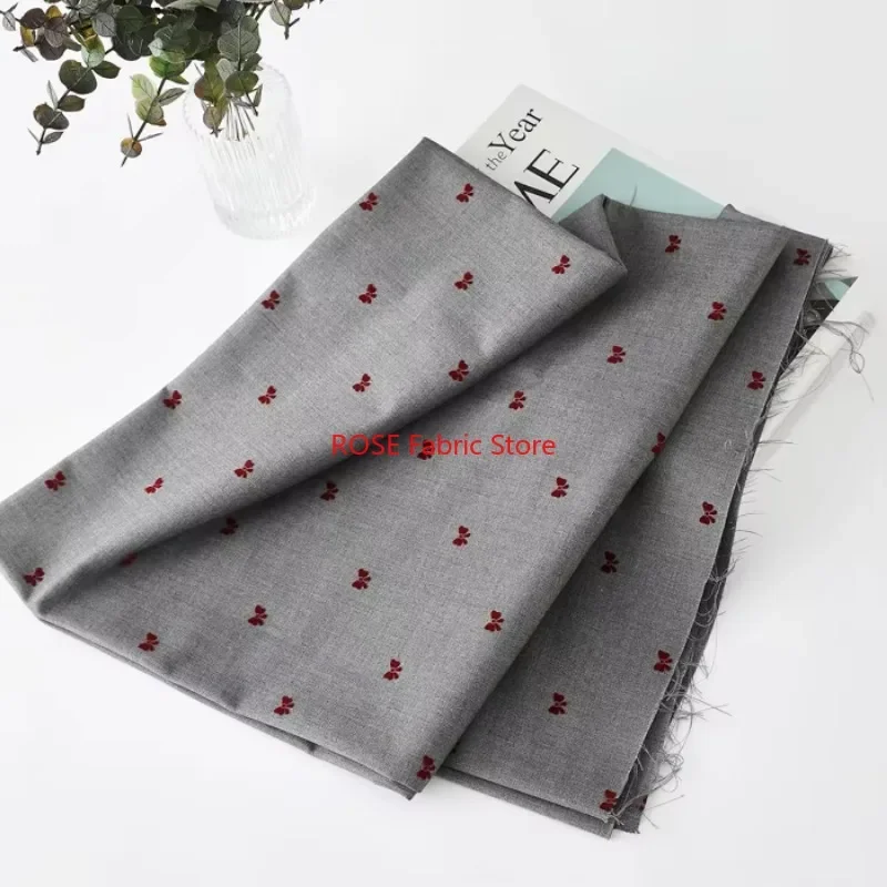 Red 3D Butterfly Knot Flocking fabric for Suit Pleated Skirt Clothing Designer Fabric Sewing Tissu