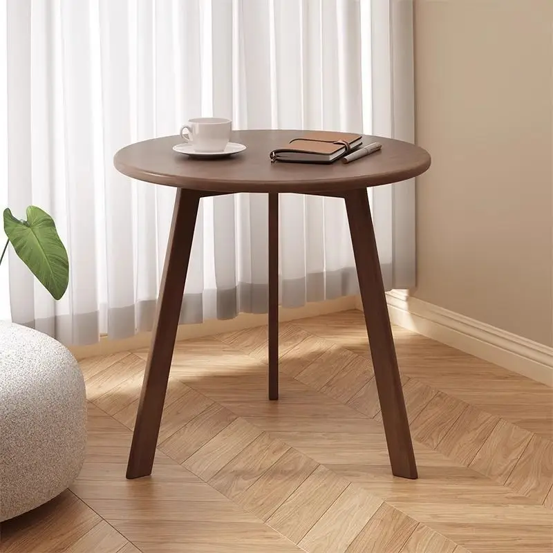 

Rubber Wood Small Round Table Solid Wood Coffee Table Modern Simple Design Living Room Bedroom Multi-purpose