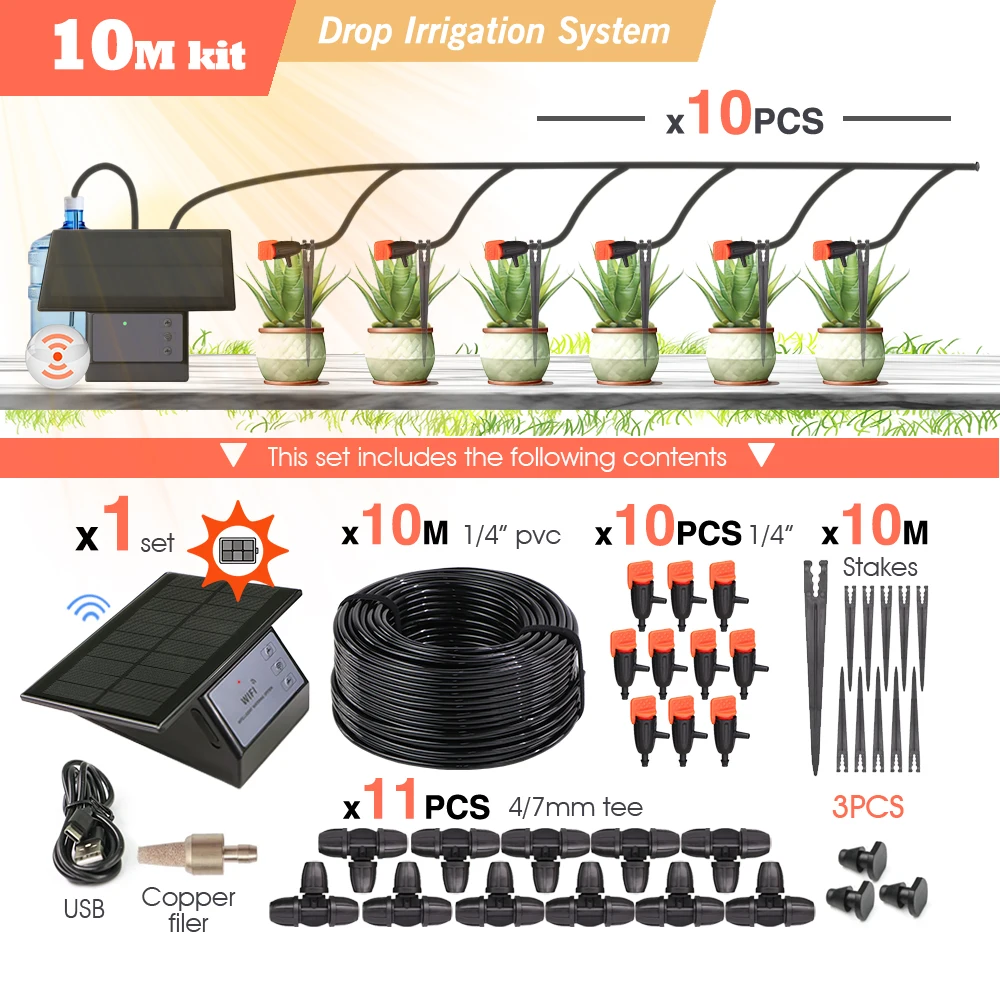 Tuya Wifi-Compatibiliteit Zonne-Energie Timer Pomp Automatische Druppelirrigatie Kit Tuin Mobiele Telefoon Afstandsbediening Bewateringssysteem - afbeelding 1