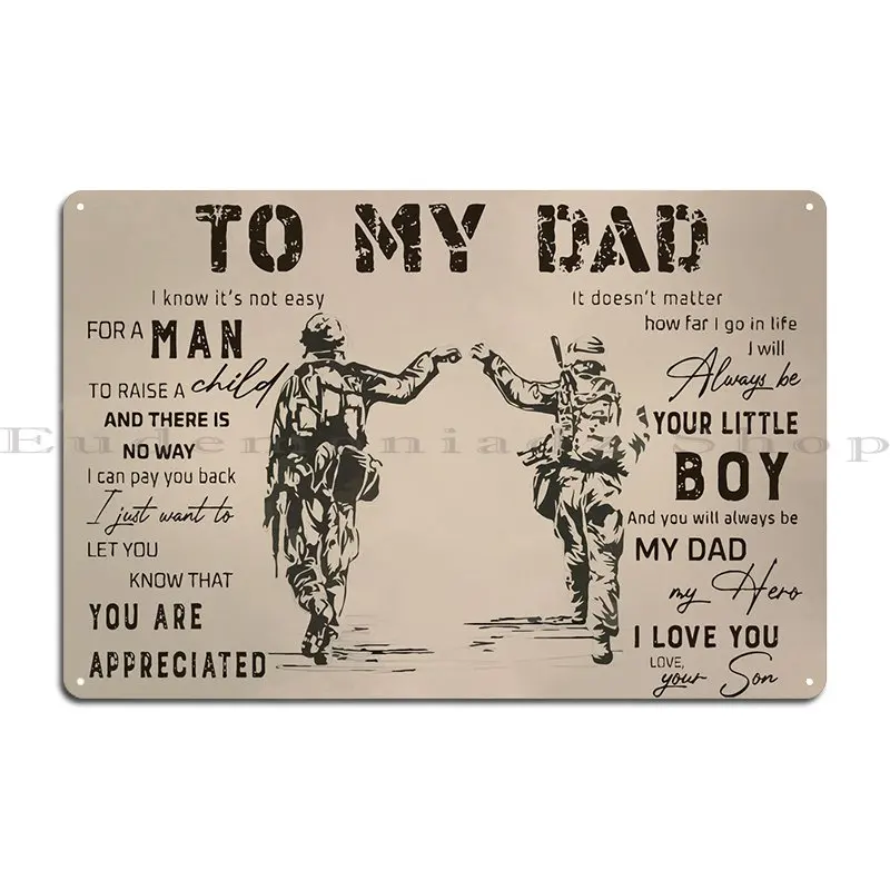 To My Dad Gift From Son Metal Plaque Create Living Room Wall Mural Garage Plaques Designer Tin Sign Poster